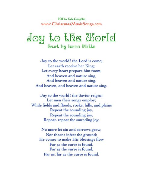 Joy To The World Lyrics Printable